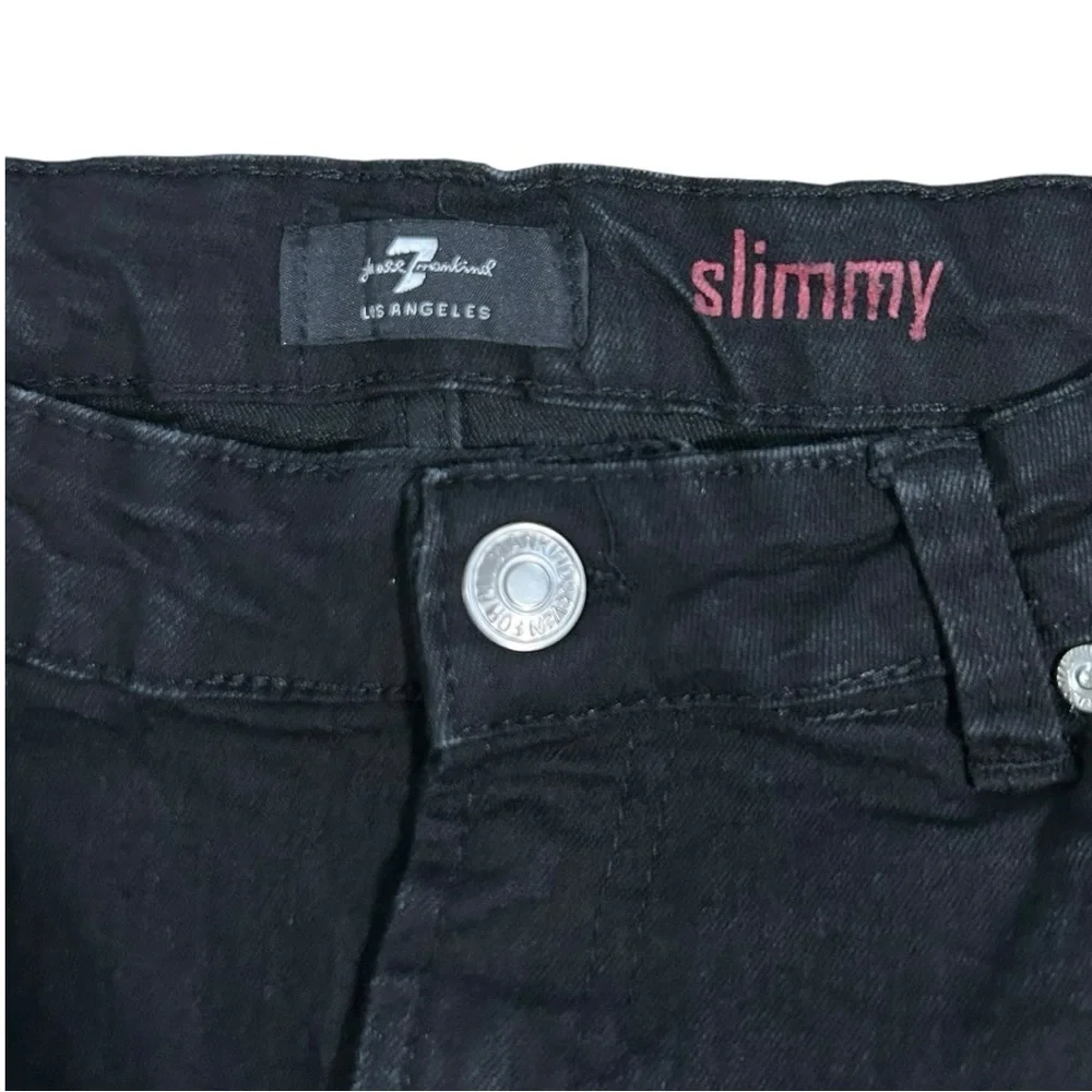 7 For All Man Kind Girls Jeans‎ Size 14 Slimmy Black Denim Adjustable Waist